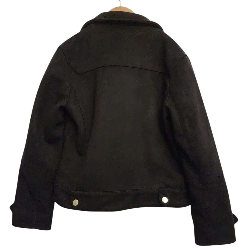 Zara Kids Faux Suede Black Moto Jacket - Size 10